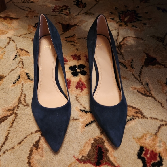 Marc Fisher Shoes - Marc Fisher Navy Suede Pointed-Toe Heels